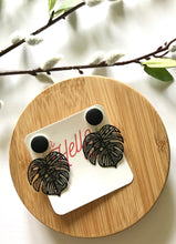 Load image into Gallery viewer, The Black Monstera Earrings