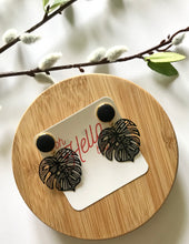 Load image into Gallery viewer, The Black Monstera Earrings